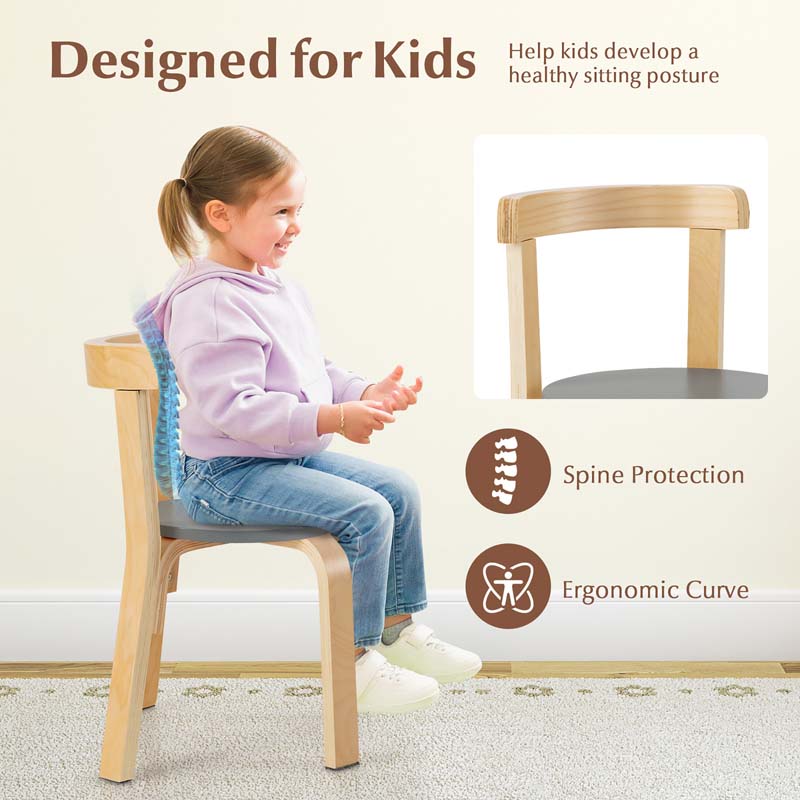 5-Piece Bentwood Kids Table & Chair Set, Toddler Activity Table with 4 Chairs, Toy Bricks, Classroom Playroom Daycare Furniture