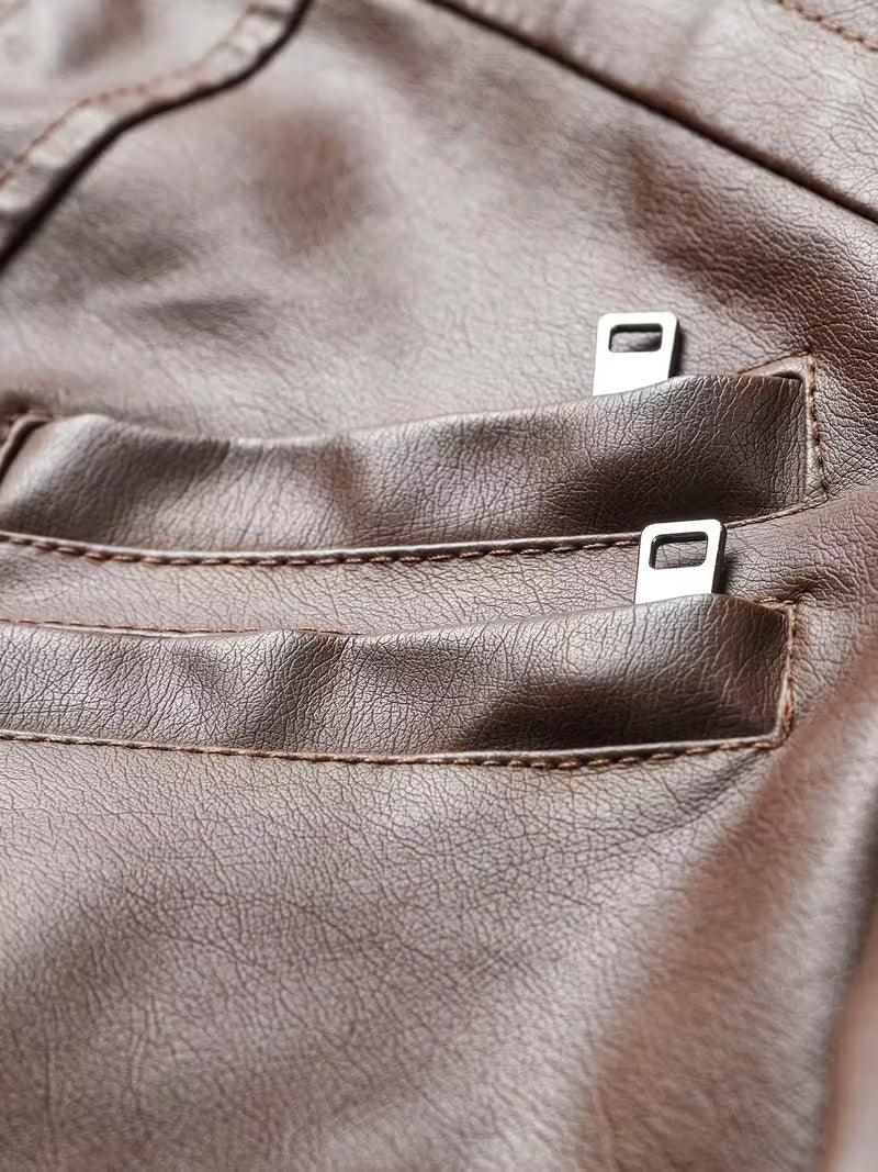 Women’s Leather Motorcycle Jacket – Retro Two-Piece Biker Style