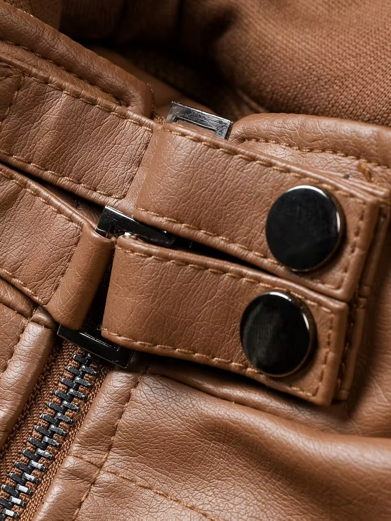 Women’s Leather Motorcycle Jacket – Retro Two-Piece Biker Style