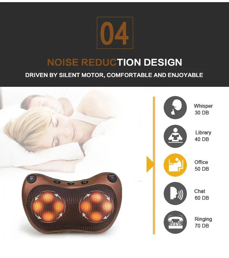 Heated Neck & Back Massager Pillow | Muscle Relaxation & Pain Relief