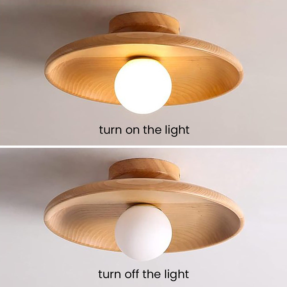Nordic Wood Round Ceiling Light Fixture - Minimalist Design for Hallway & Living Room Lighting