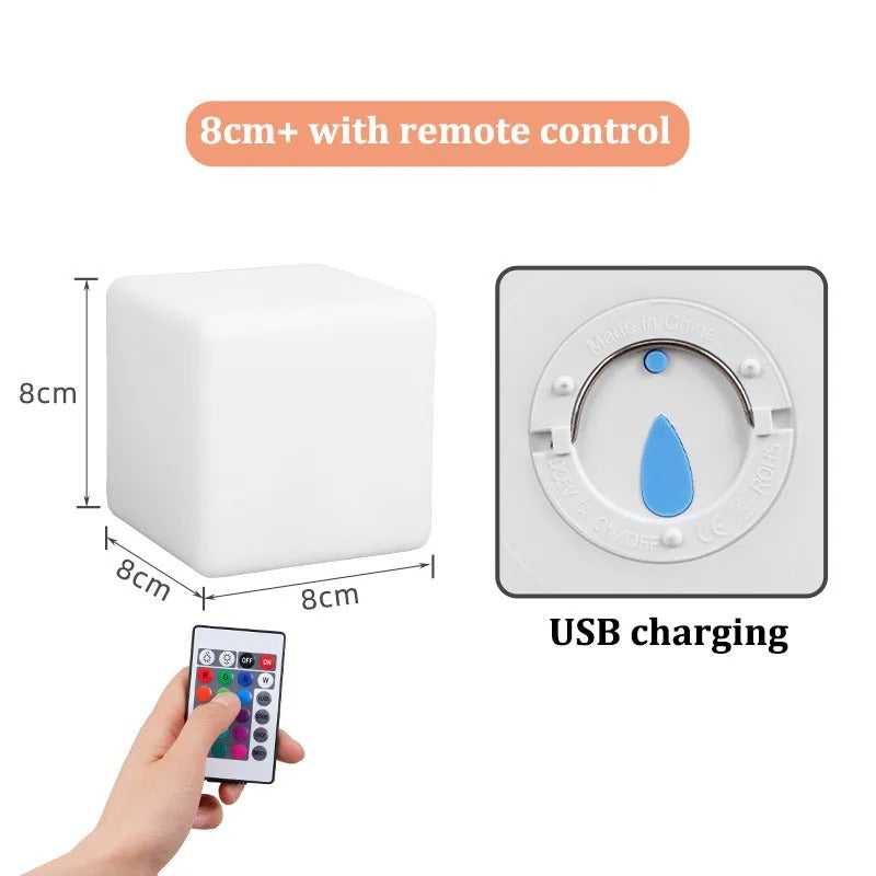 LED Cube Lamp - Modern Square Lamp with Ambient Lighting