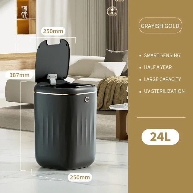 Smart Sensor Trash Bin with UV Light – Automatic Touchless Wastebasket with Lid & Odor Control for Kitchen, Bathroom & Home Hygiene