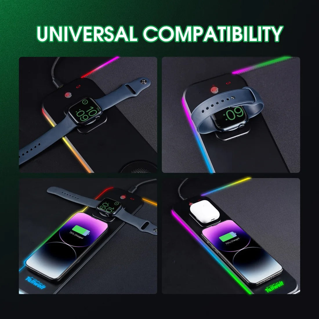 Wireless Charging Desk Mat | RGB Dual Charging Pad for iPhone, Keyboard & Mouse, Premium Desk Mat