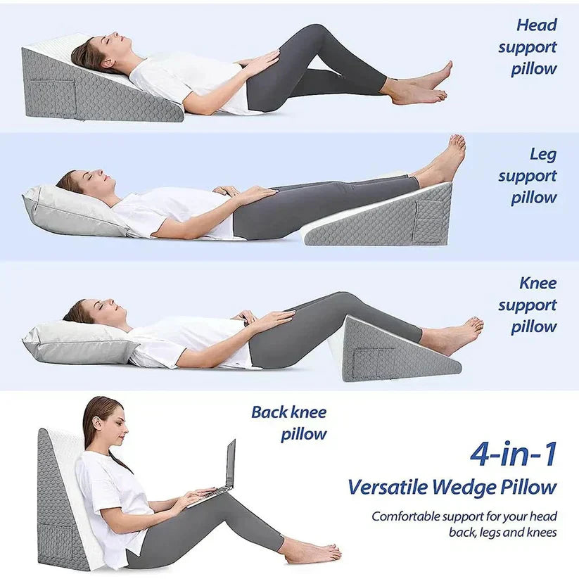 Wedge Pillow for Sleep Apnea | Elevates Head, Reduces Snoring & Acid Reflux for Restful Sleep