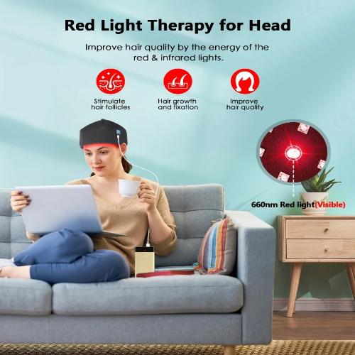 Red Light Therapy Hair Growth Cap with 120 LEDs - Infrared Treatment for Thinning Hair in Home