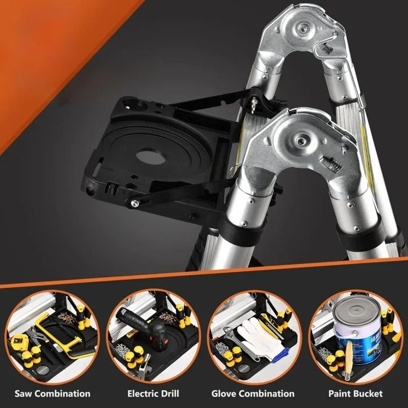 Collapsible Extendable Ladder UK – Telescopic Ladder with Non-Slip Feet, Soft-Close System for Indoor & Outdoor Use