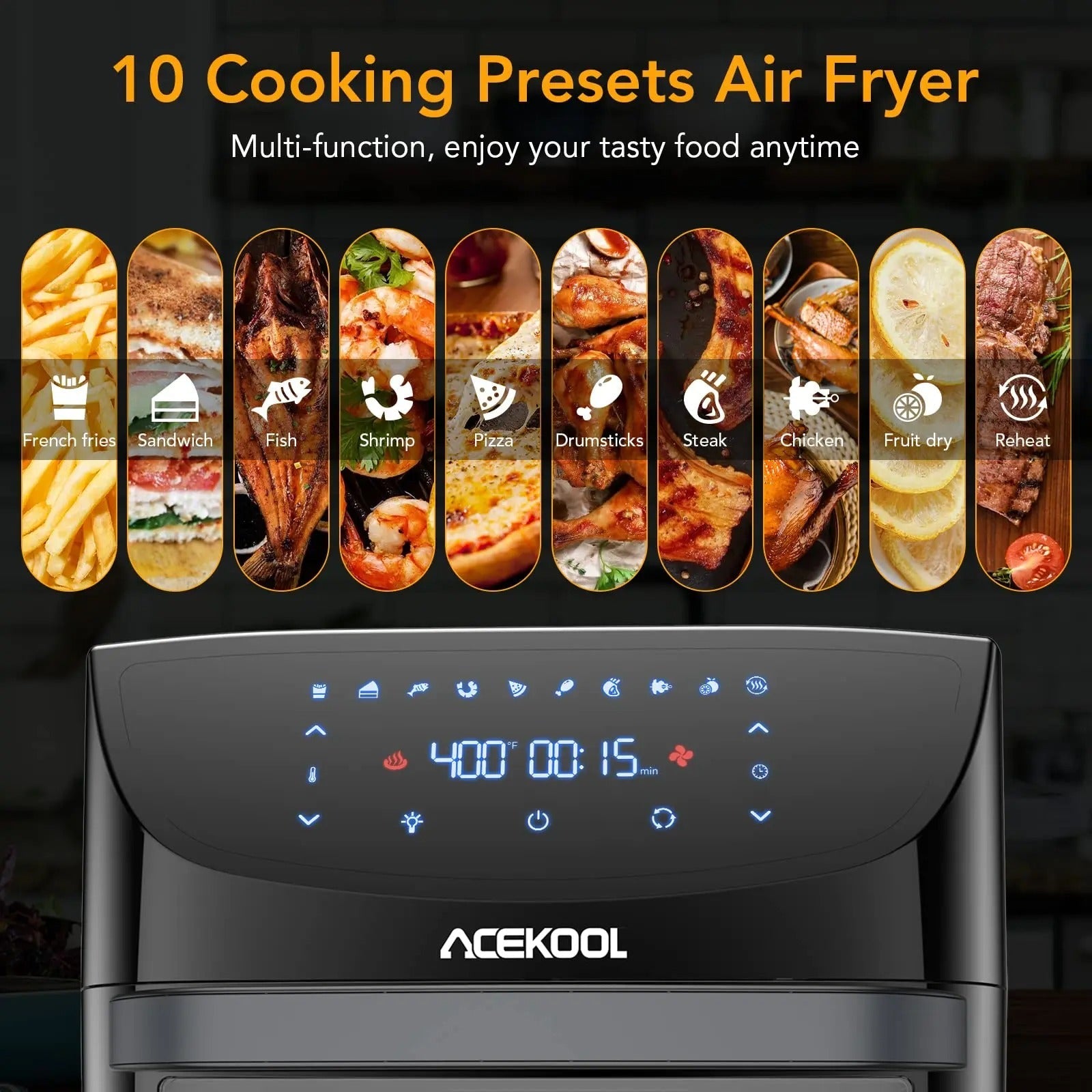 Multi-Function 10-in-1 Air Fryer Toaster Oven - Steam Infusion Technology for Tender Meats & Fluffy Breads | Perfect Dry Fyier for Small Spaces