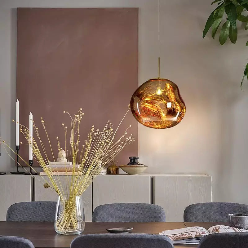 Melt Pendant Light Fixture - Modern Glass Hanging Lamp for Kitchen Island & Dining Room