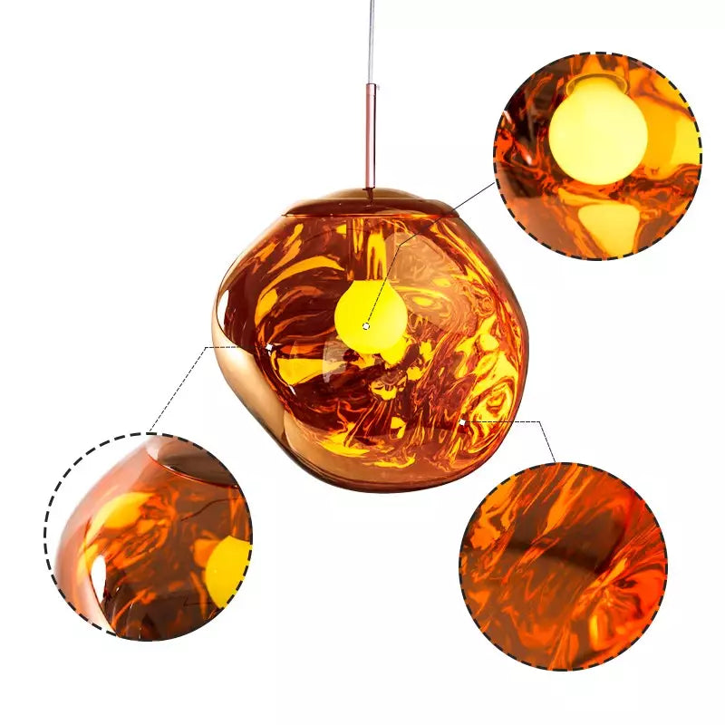 Melt Pendant Light Fixture - Modern Glass Hanging Lamp for Kitchen Island & Dining Room