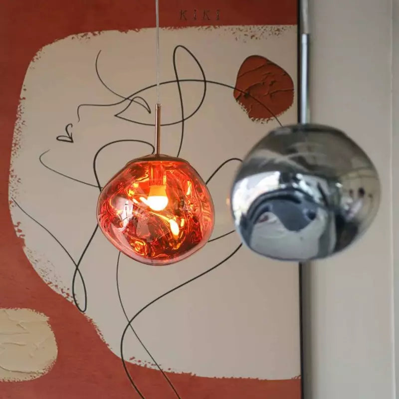 Melt Pendant Light Fixture - Modern Glass Hanging Lamp for Kitchen Island & Dining Room