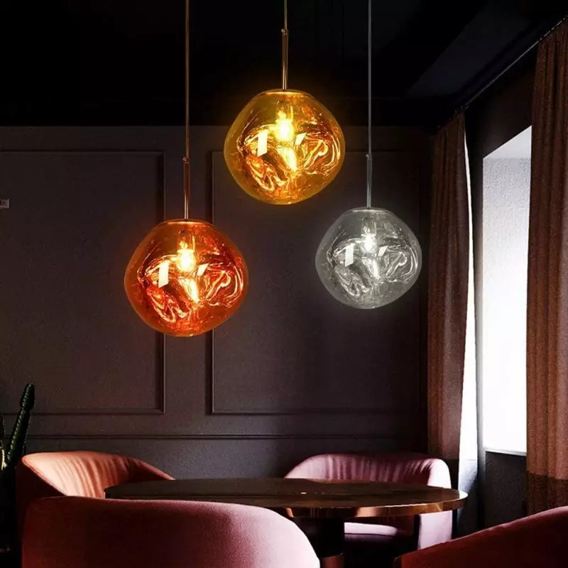 Melt Pendant Light Fixture - Modern Glass Hanging Lamp for Kitchen Island & Dining Room