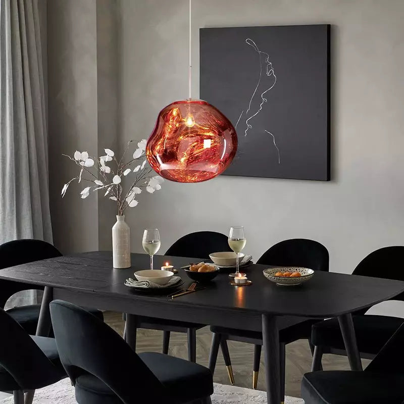 Melt Pendant Light Fixture - Modern Glass Hanging Lamp for Kitchen Island & Dining Room