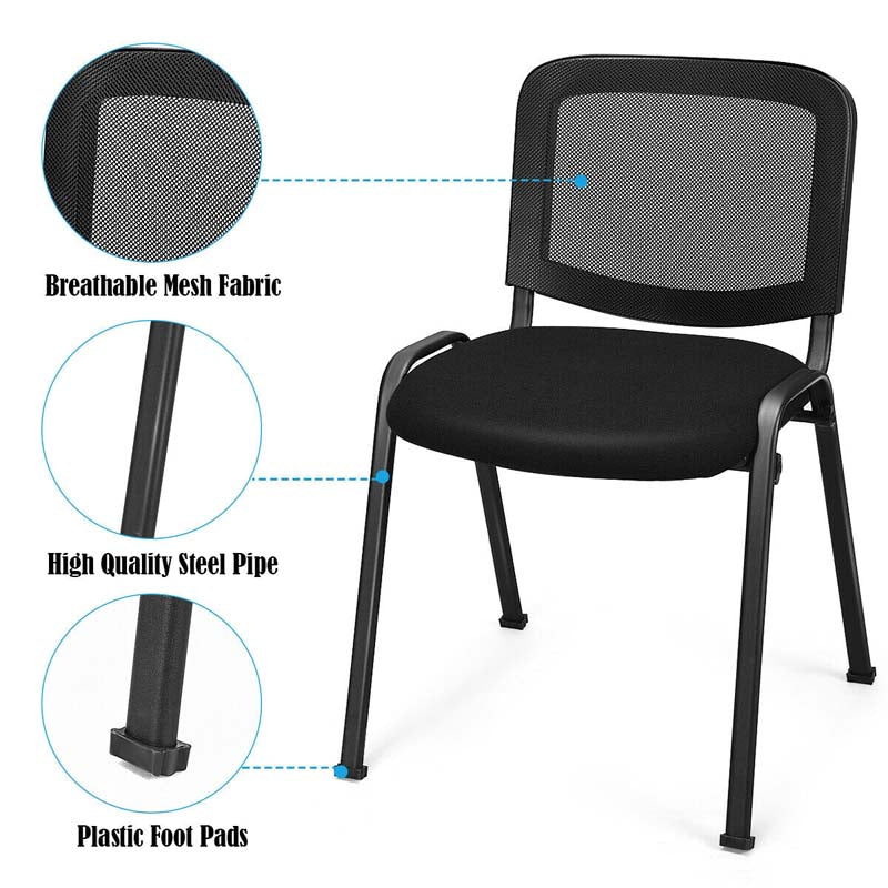 5 Pcs Stackable Conference Chairs with Mesh Back, Ergonomic Office Waiting Room Guest Reception Chairs