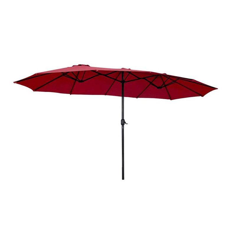 15 FT Double-Sided Outdoor Patio Umbrella with Crank, Extra Large 12 Ribs Steel Market Umbrella for Poolside, Deck & Backyard
