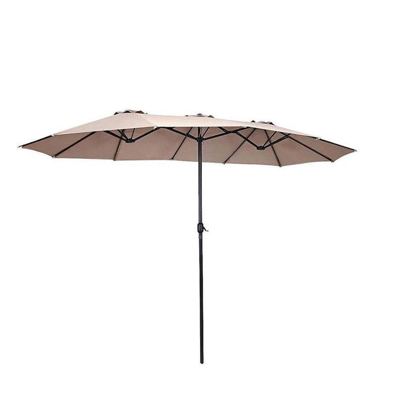 15 FT Double-Sided Outdoor Patio Umbrella with Crank, Extra Large 12 Ribs Steel Market Umbrella for Poolside, Deck & Backyard