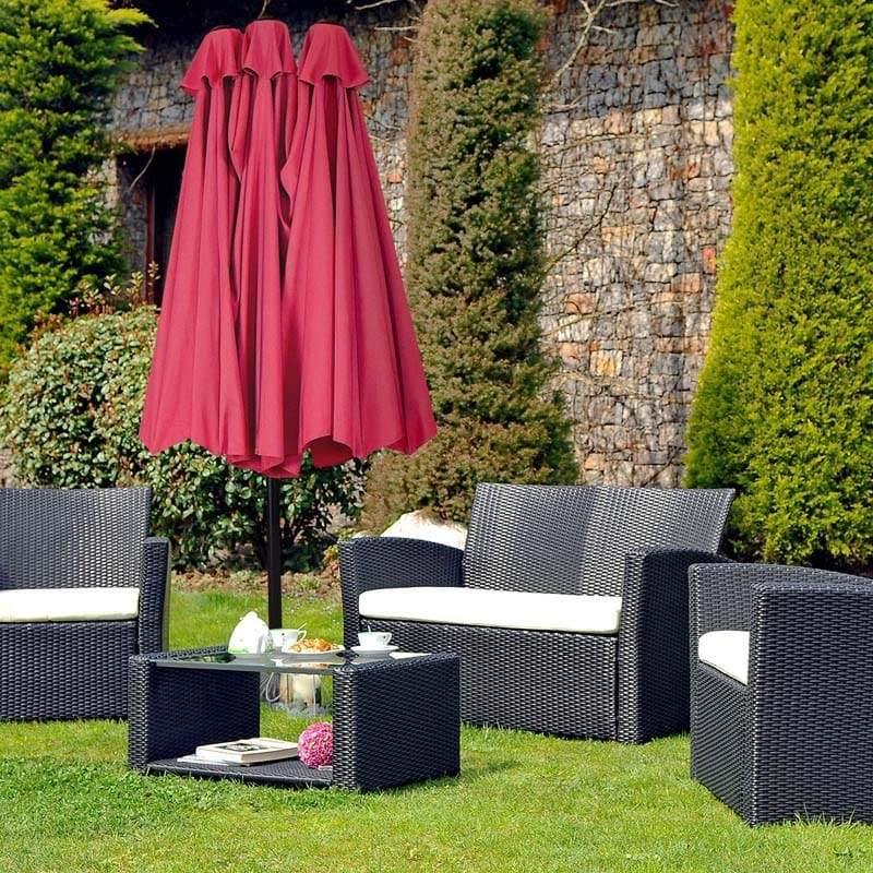 15 FT Double-Sided Outdoor Patio Umbrella with Crank, Extra Large 12 Ribs Steel Market Umbrella for Poolside, Deck & Backyard