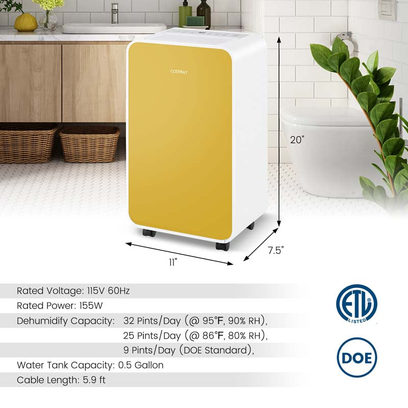 2500 Sq.Ft Dehumidifier for Basement, 32 Pints Portable Dehumidifier with Auto Defrost & Drain Hose, Sleep Mode, 24H Timer for Home Office