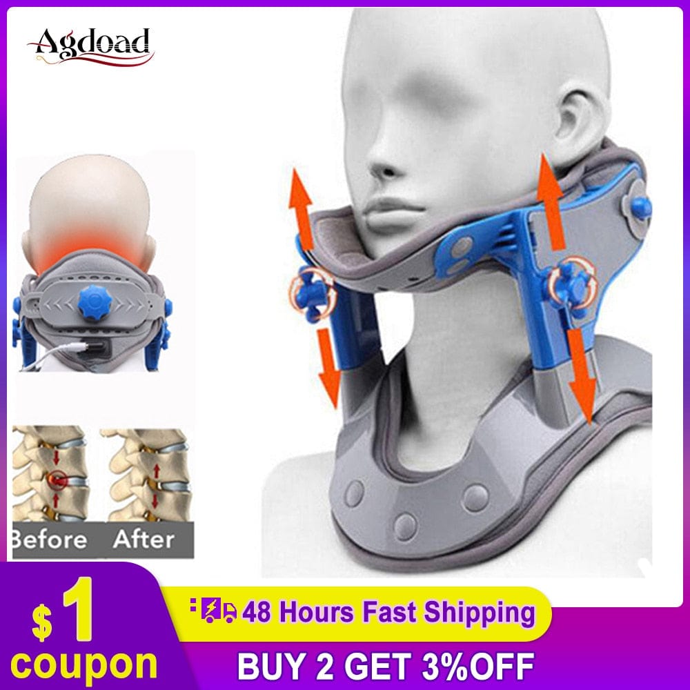 Infrared Heating Cervical Traction Stretching Neck Support Brace Electric Hot Compression Neck Spine Stretch Collar Pain Relif