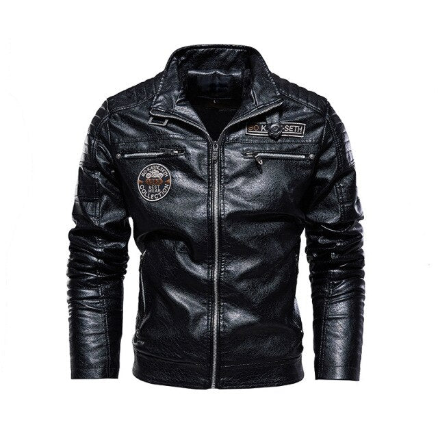 Men’s Vintage Biker Jacket – Full Zip Warm Lined Jacket