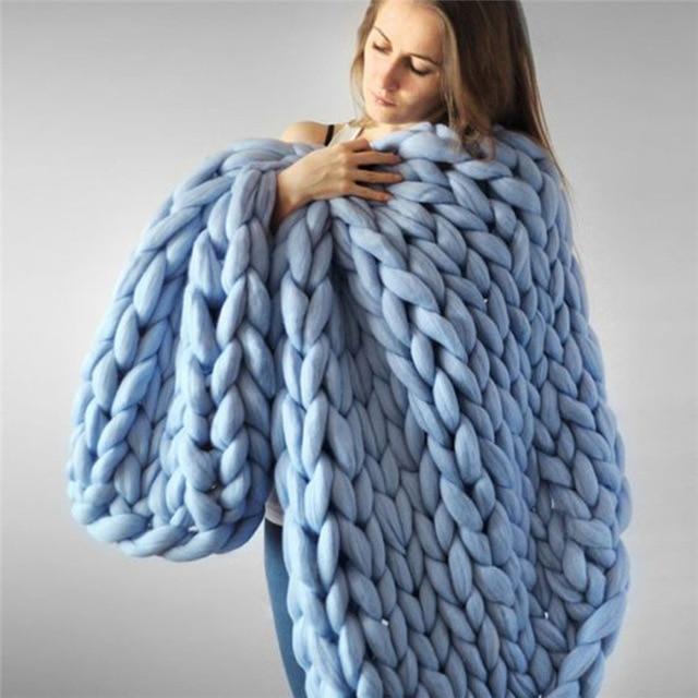 Handmade Chunky Knit Blanket Comfy & Warm - 80 x100 cm