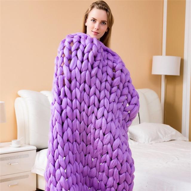 Handmade Chunky Knit Blanket Comfy & Warm - 80 x100 cm