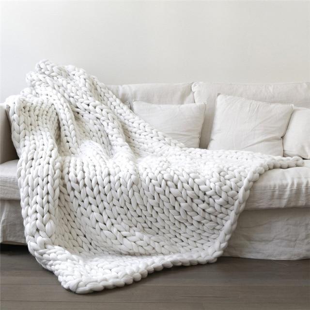 Handmade Chunky Knit Blanket Comfy & Warm - 80 x100 cm