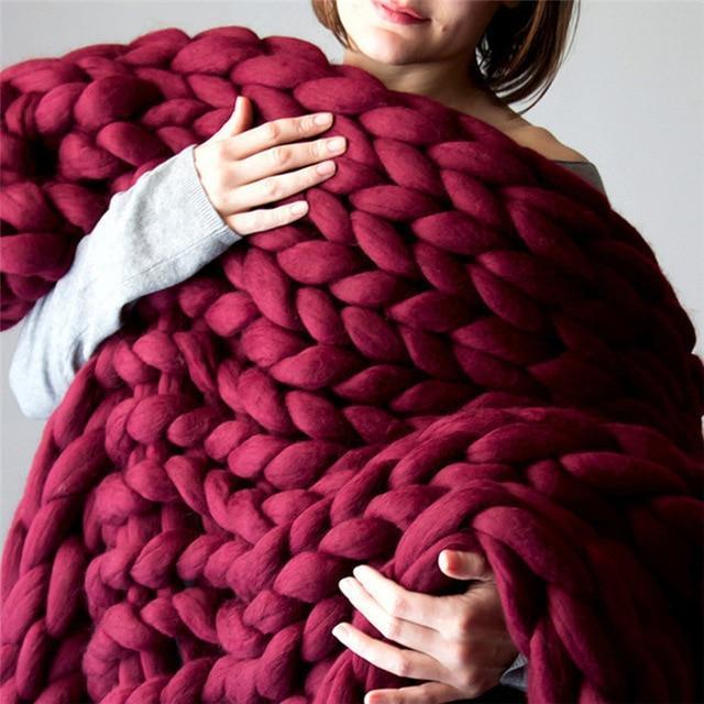 Handmade Chunky Knit Blanket Comfy & Warm - 80 x100 cm
