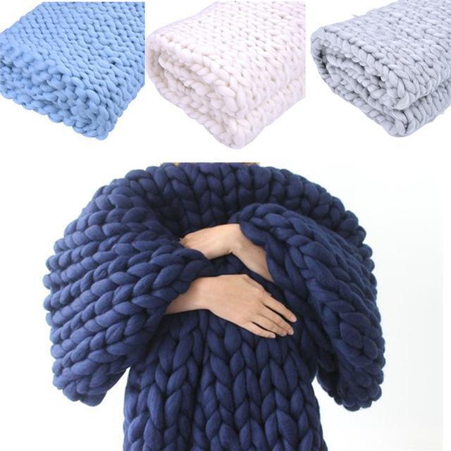 Handmade Chunky Knit Blanket Comfy & Warm - 80 x100 cm