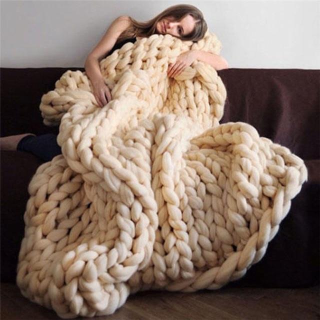 Handmade Chunky Knit Blanket Comfy & Warm - 80 x100 cm