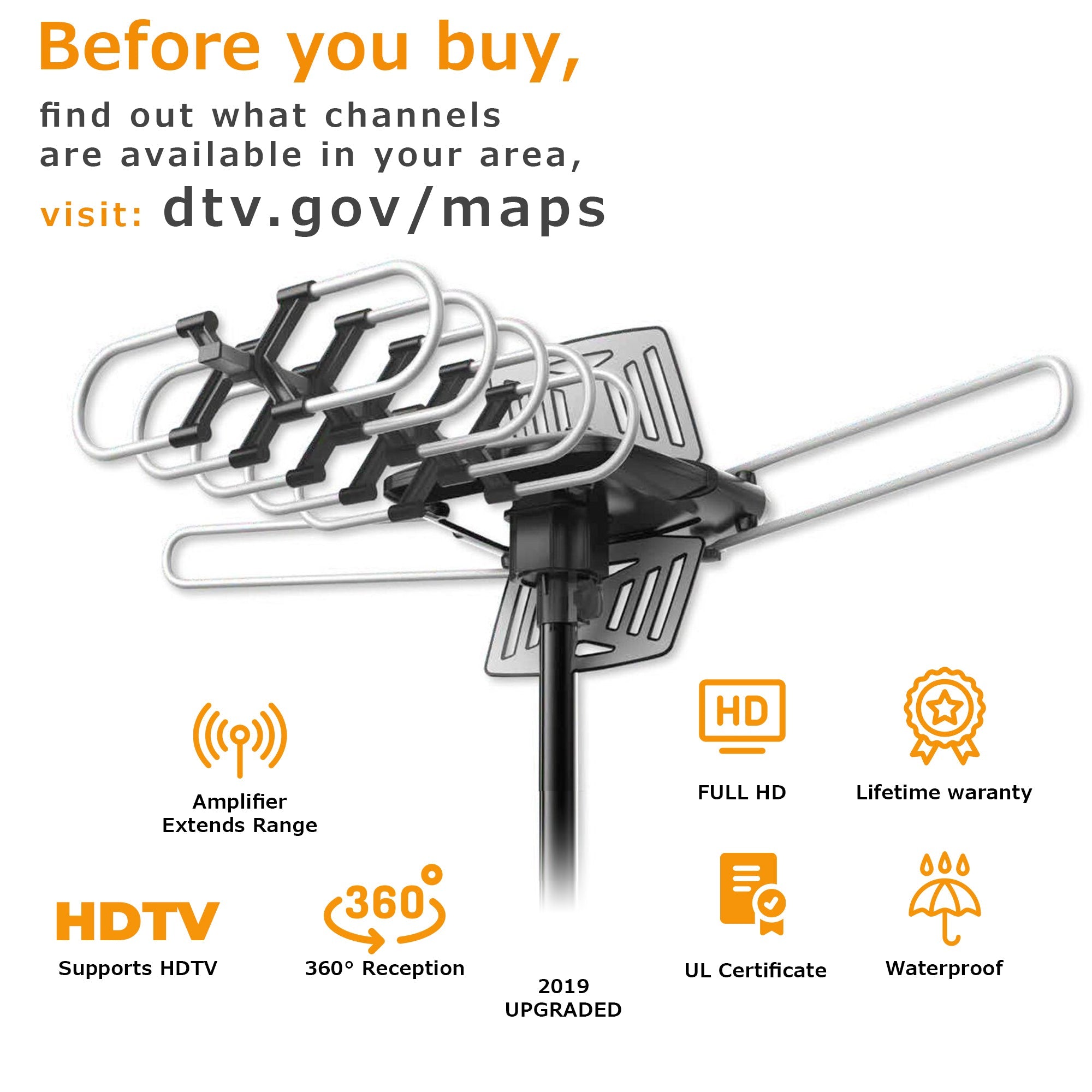 Long-Distance Outdoor Antenna - 900 Mile Range