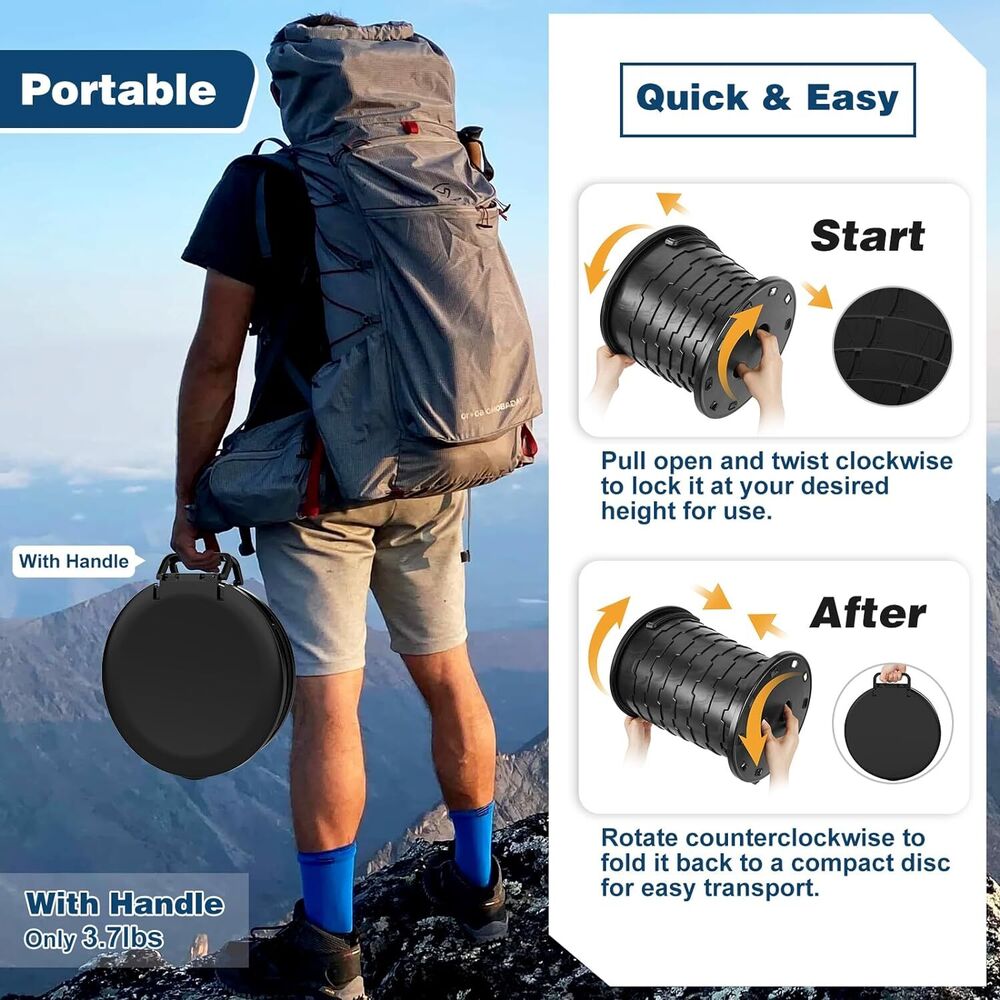 Portable Toilet for Camping: Retractable with Lid & Paper Holder