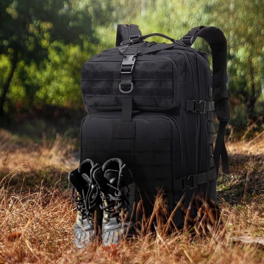 30L Military Black Tactical Backpack - Ideal for Outdoor Adventures