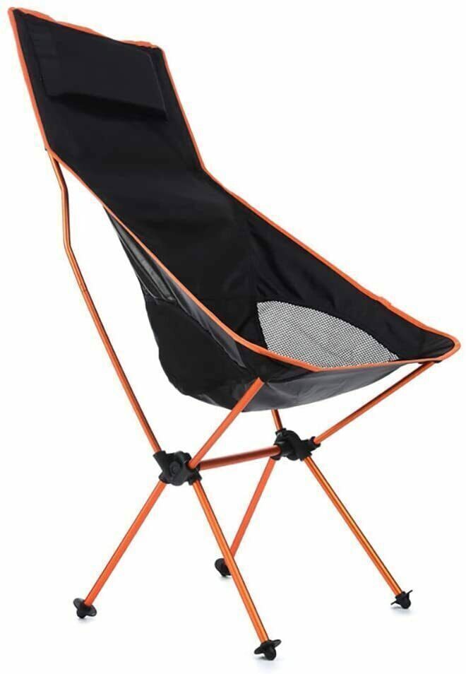 Portable Folding Camping Chair in Orange Blue with Carry Bag