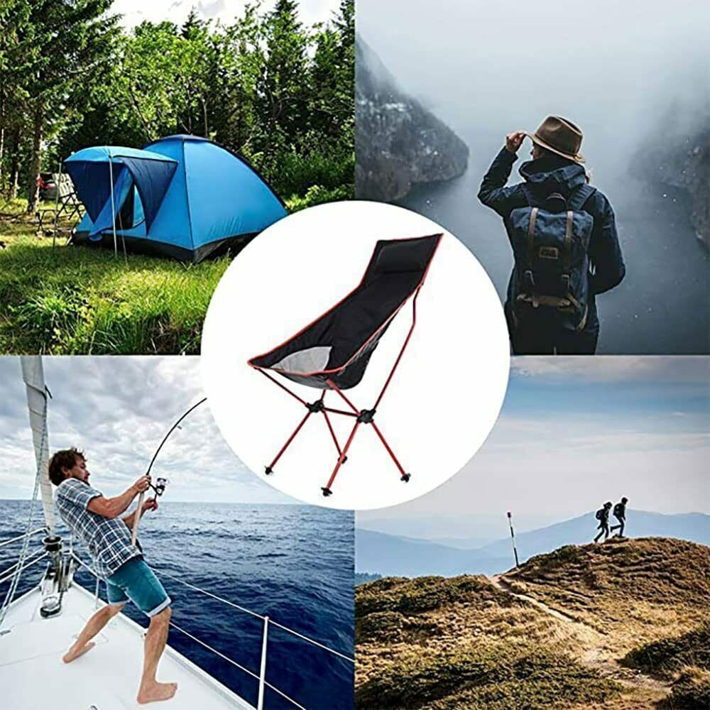Portable Folding Camping Chair in Orange Blue with Carry Bag