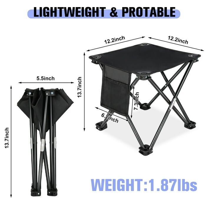 Folding Outdoor Camping Stool with Carry Bag: Portable Chair for Camping and Fishing