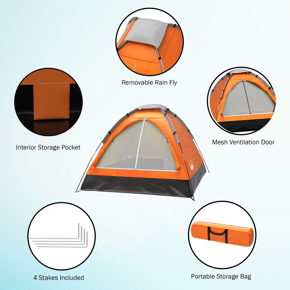 Dome Tent for 2 People with Rain Fly and Carry Bag