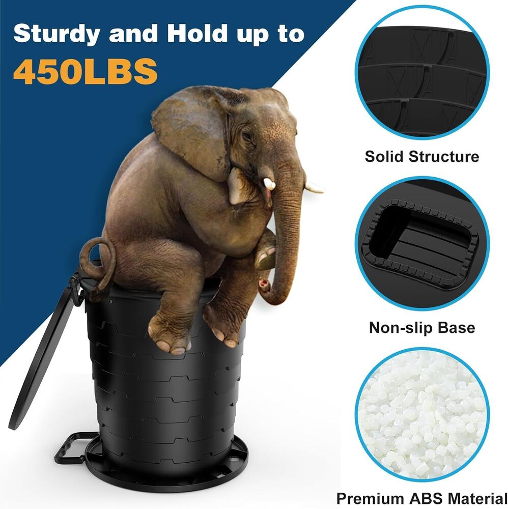 Portable Toilet for Camping: Retractable with Lid & Paper Holder