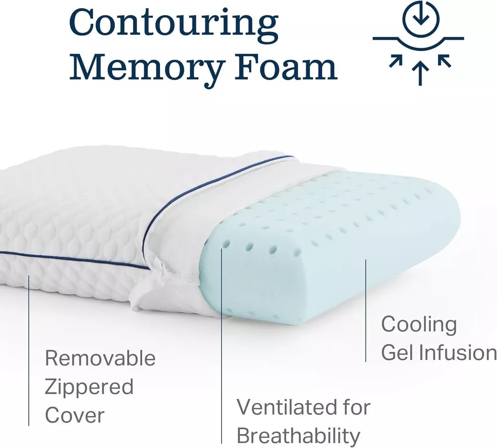 White Gel Memory Foam Camping Pillow