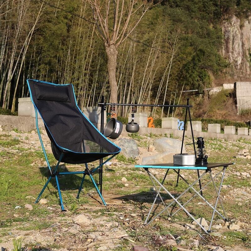 Portable Folding Camping Chair in Orange Blue with Carry Bag