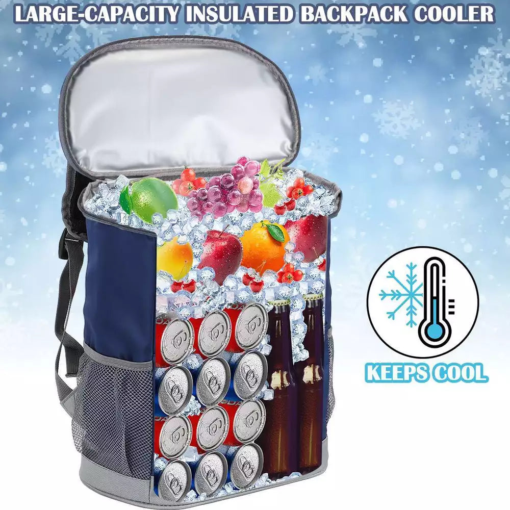 Insulated Waterproof Backpack Cooler Keeps 20 Cans Ice Cold Anywhere