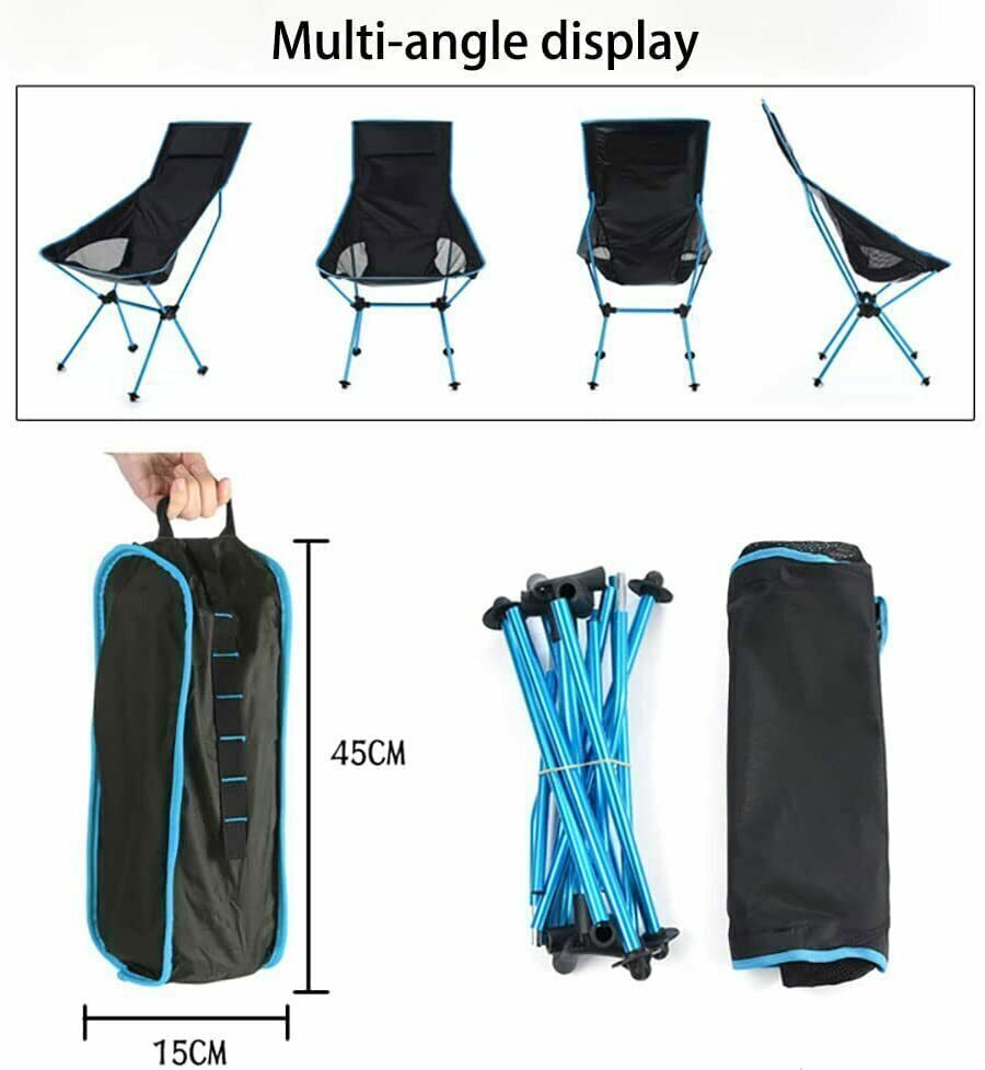 Portable Folding Camping Chair in Orange Blue with Carry Bag