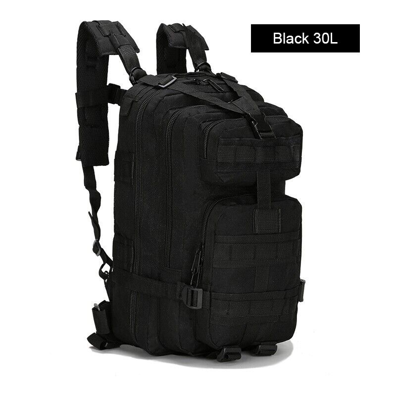 30L Military Black Tactical Backpack - Ideal for Outdoor Adventures