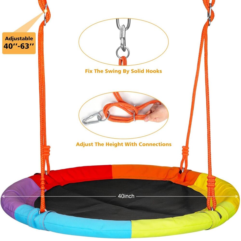 Outdoor Metal Swing Set with Frame Kids Playground