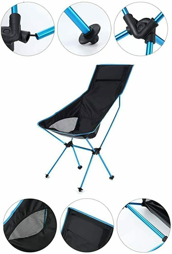 Portable Folding Camping Chair in Orange Blue with Carry Bag