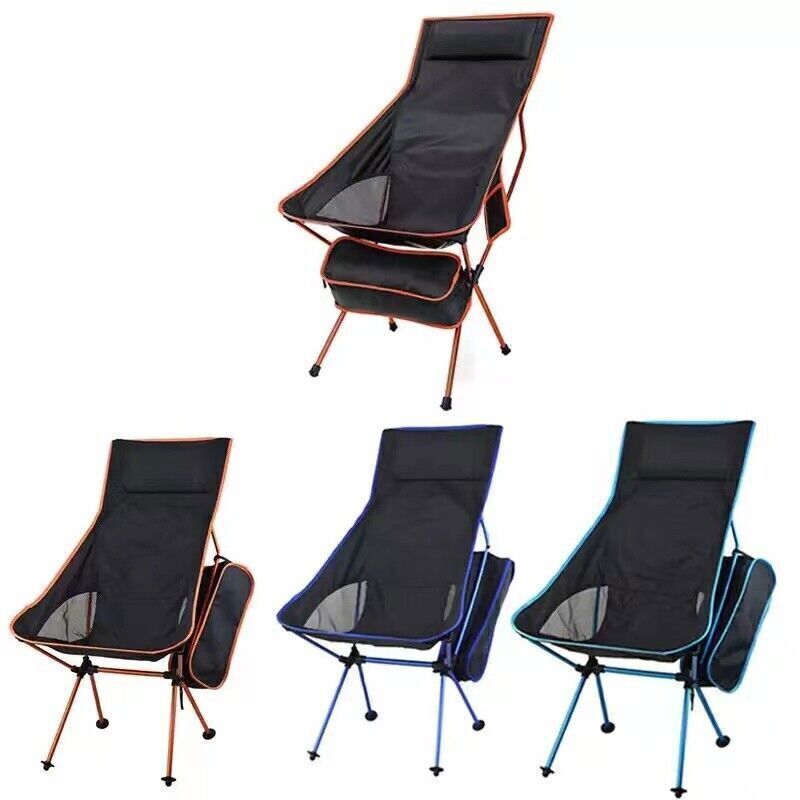 Portable Folding Camping Chair in Orange Blue with Carry Bag