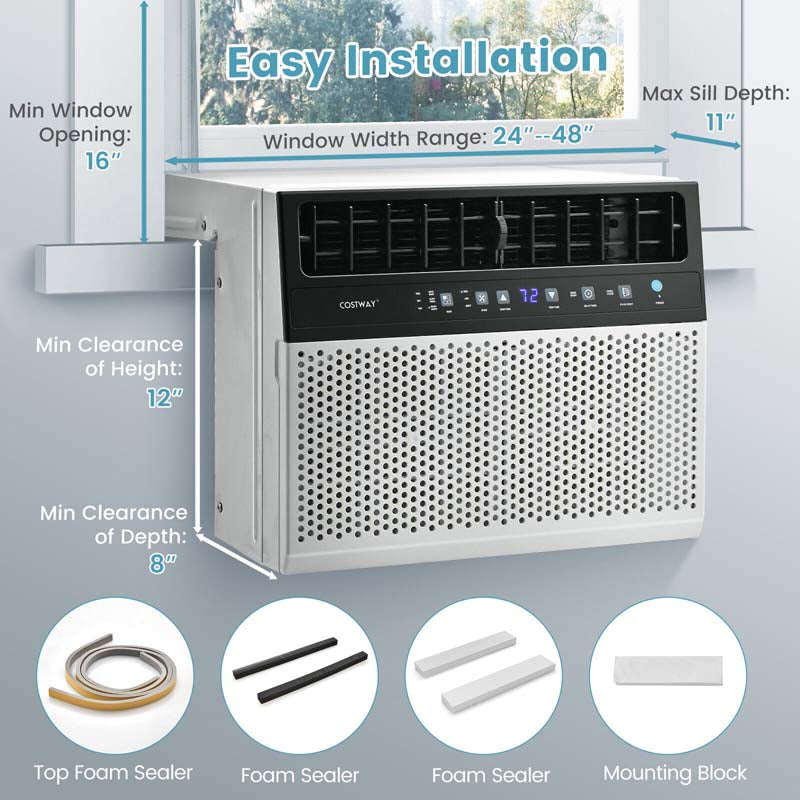 12000 BTU Ultra Quiet Window Air Conditioner U-Shaped Window AC Units Over the Sill AC Units with Energy Saver Modes