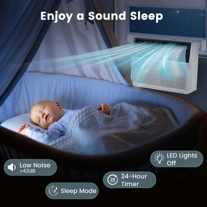 12000 BTU Ultra Quiet Window Air Conditioner U-Shaped Window AC Units Over the Sill AC Units with Energy Saver Modes