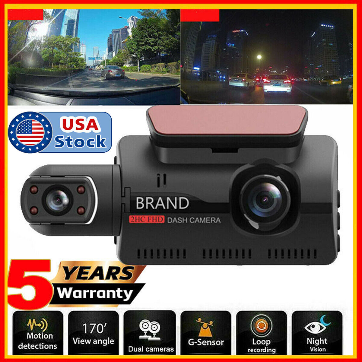 1080P Dual Lens Car DVR Dash Cam Video Recorder