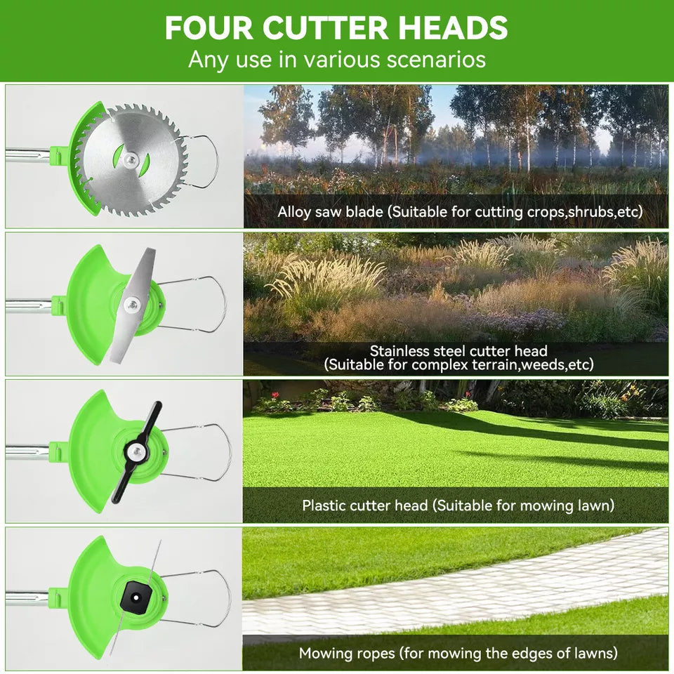 24V Cordless Grass Trimmer | 4-in-1 Adjustable Cutting Head & Powerful Battery for Residential Lawn Care